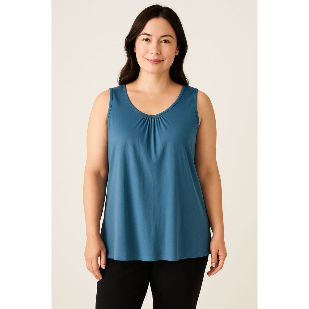Eileen Fisher Petite Blue 100% Silk Tank Top | Size PM